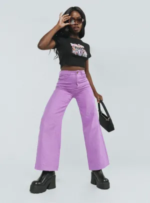 Soft Finish Demitra Wide Leg Jeans Purple