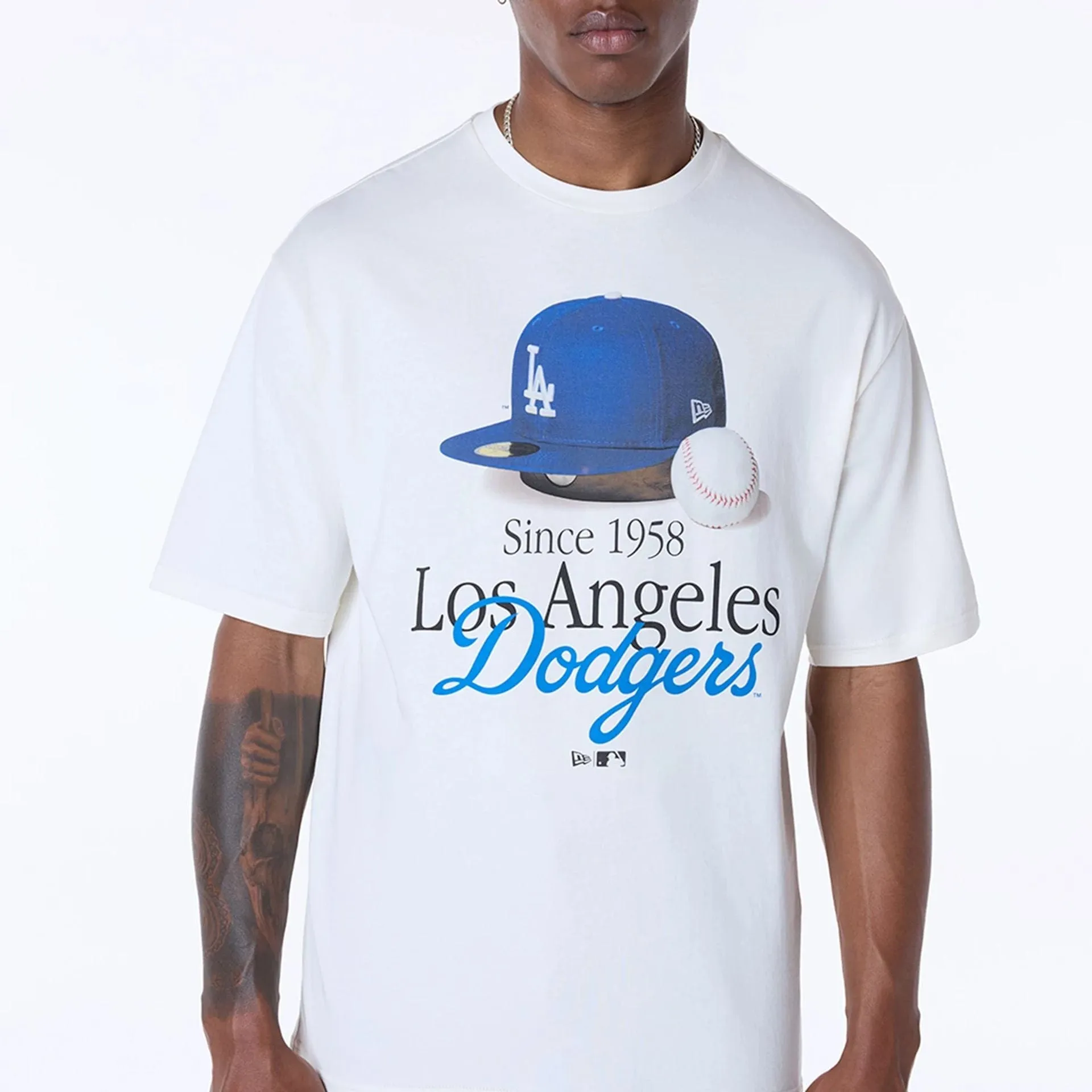 Cozy Vibe Wear LA Dodgers MLB Script Open White T-Shirt