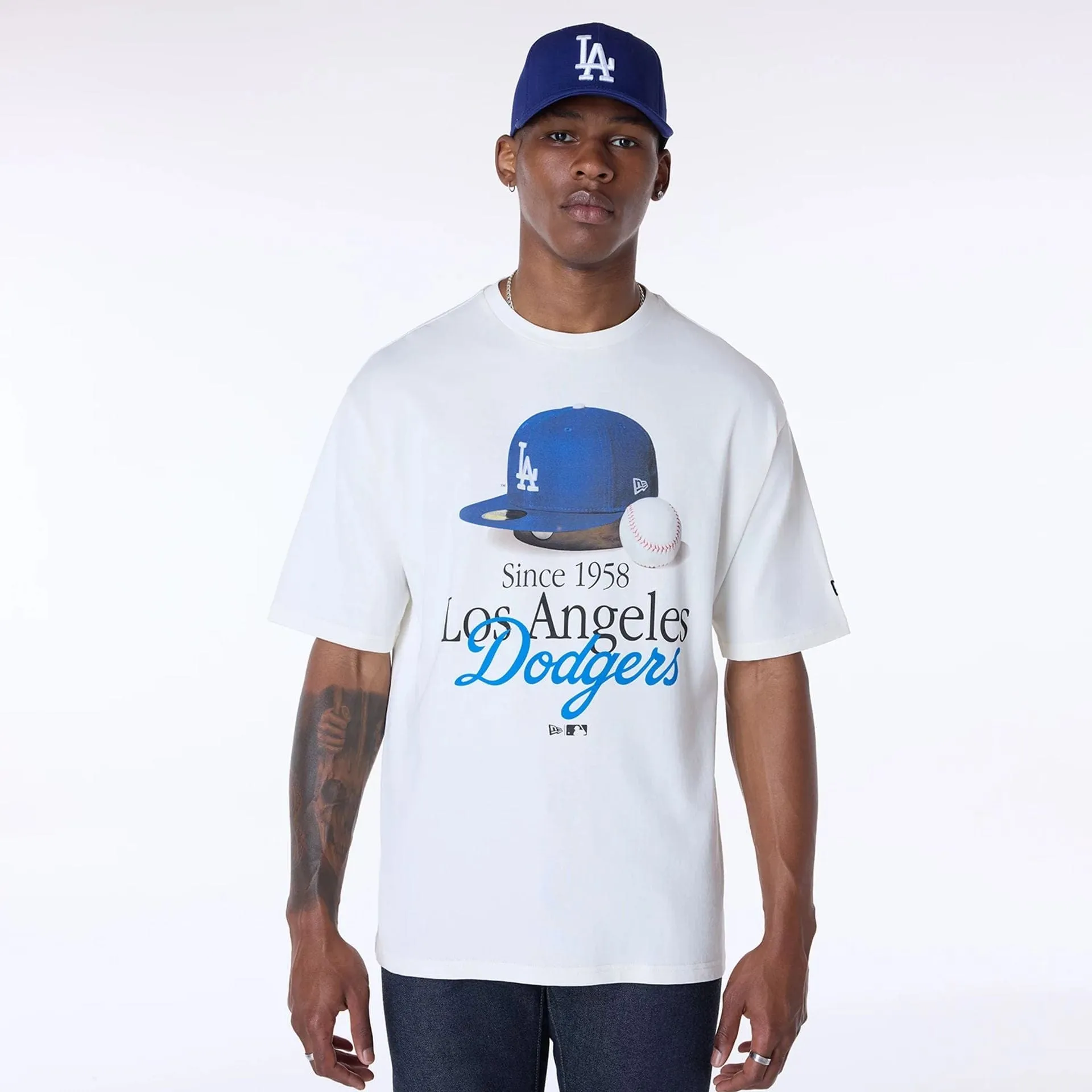 Relaxing Day safe for skin LA Dodgers MLB Script Open White T-Shirt