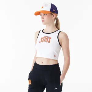 Fun Style Phoenix Suns Womens NBA Team Wordmark White Crop Tank Top