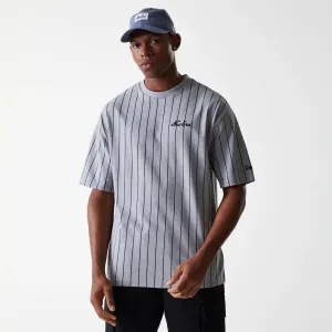 New Era Pinstripe Pastel Grey Oversized T-Shirt Casual Ease Vibrant Prints