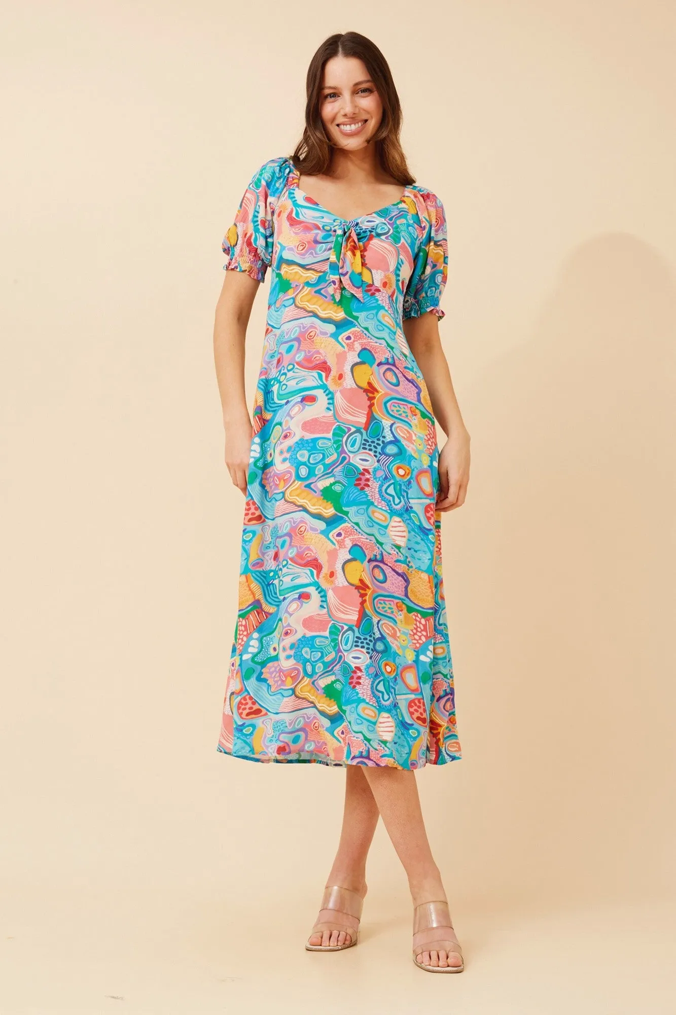 Relax Flex FAITH ABSTRACT PRINT MIDI DRESS