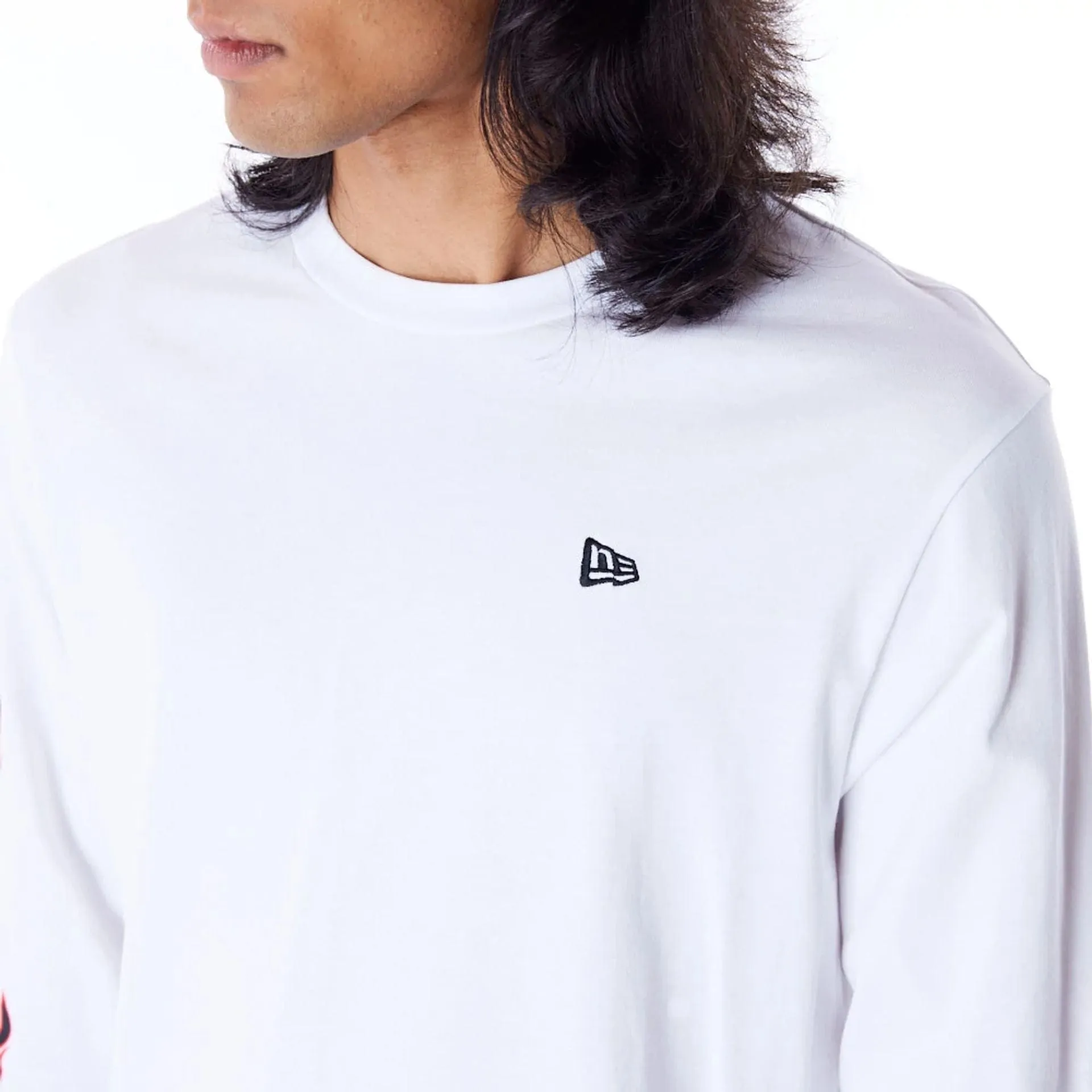 New Era Flag Flame White Long Sleeve T-Shirt Perfect for Outdoors Summer Casual