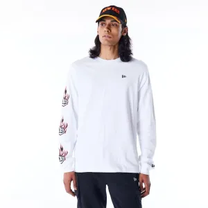 New Era Flag Flame White Long Sleeve T-Shirt Cozy Vibe