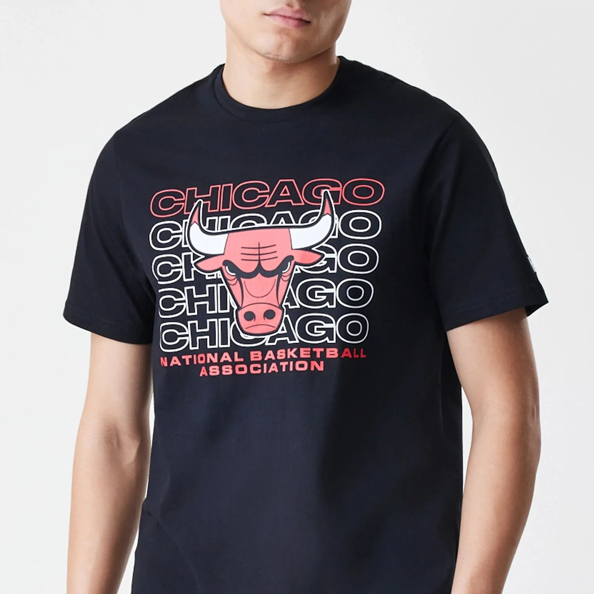 Chicago Bulls NBA Stack Wordmark Black T-Shirt MultipurposeCuffs