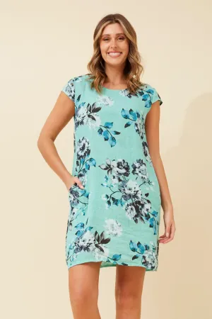 Soft Feel Smart Waist Design SISLEY FLORAL LINEN DRESS