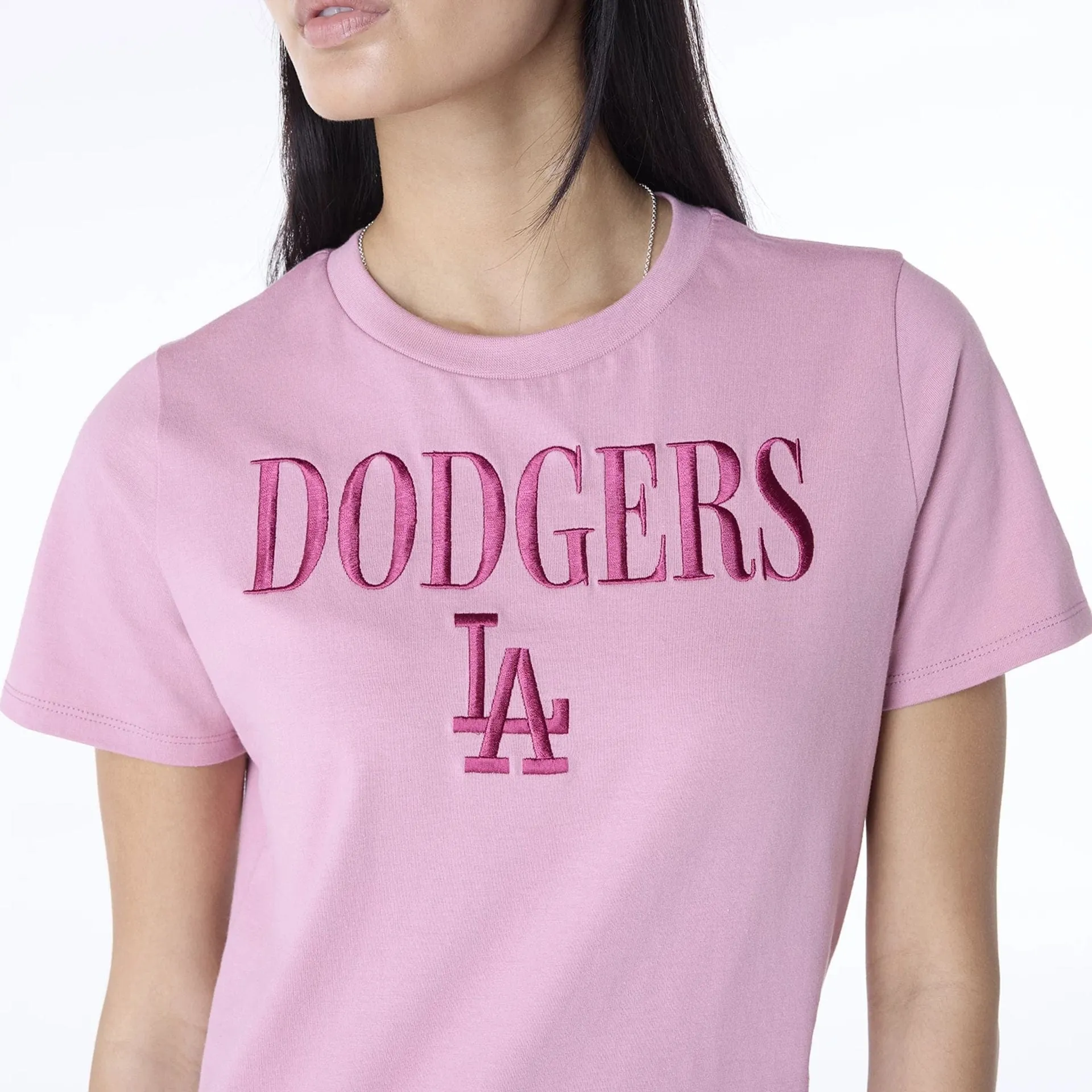Classic Layering Slim Fit Comfort LA Dodgers Womens MLB Dark Pink T-Shirt