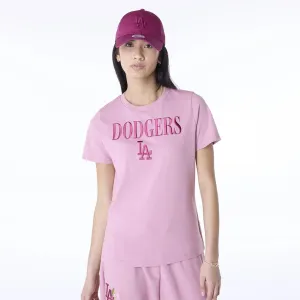 semi-formal style Simple Yet Elegant LA Dodgers Womens MLB Dark Pink T-Shirt