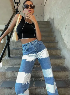 clean look Distressed Details The Ragged Priest Mid Blue Dad Jeans With White Bleach