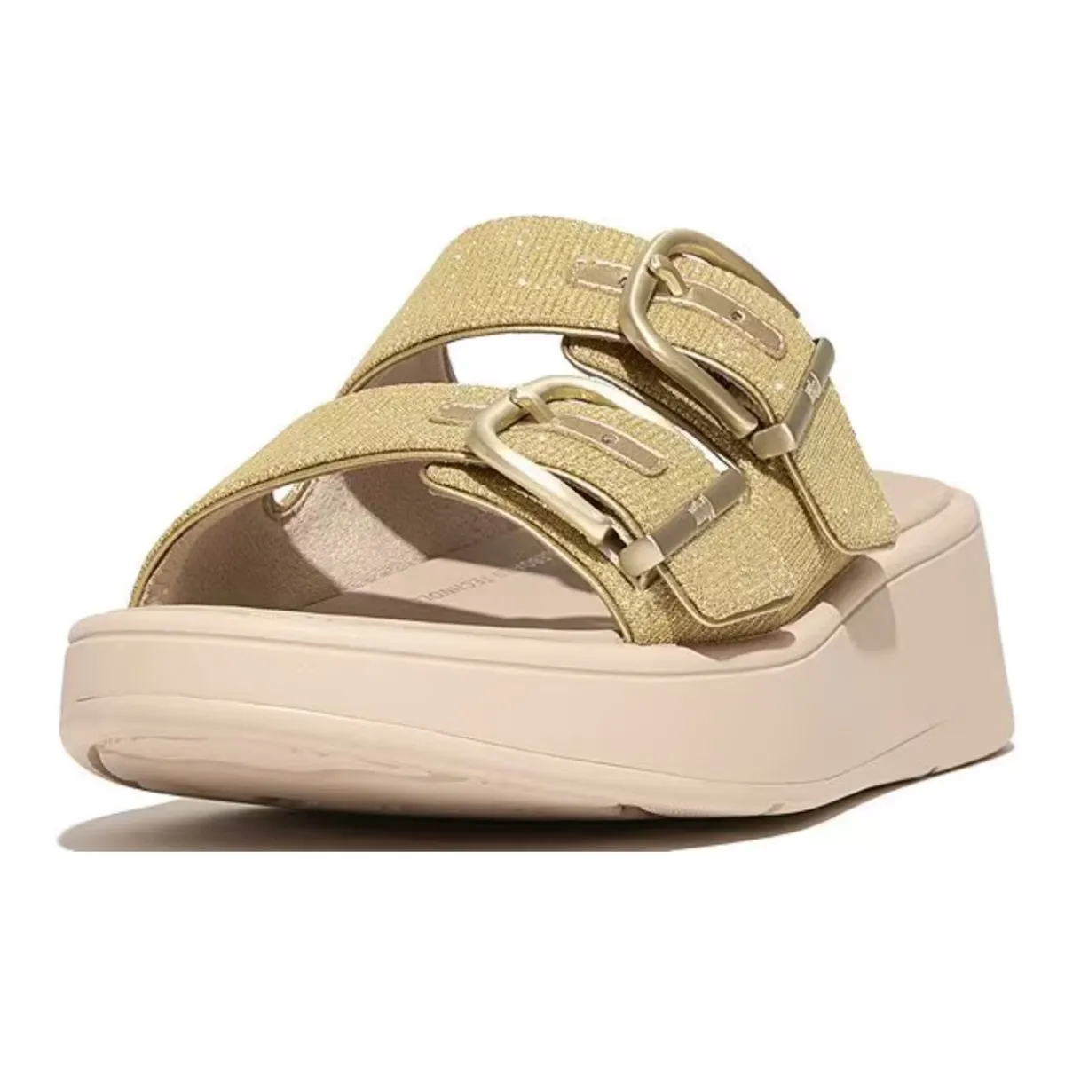 FitFlop Women's F-Mode Buckle Shimmer Platino Dusk Step
