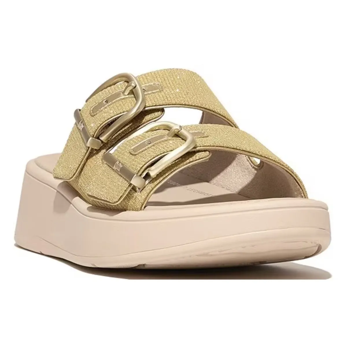 FitFlop Women's F-Mode Buckle Shimmer Platino Fashionable Look