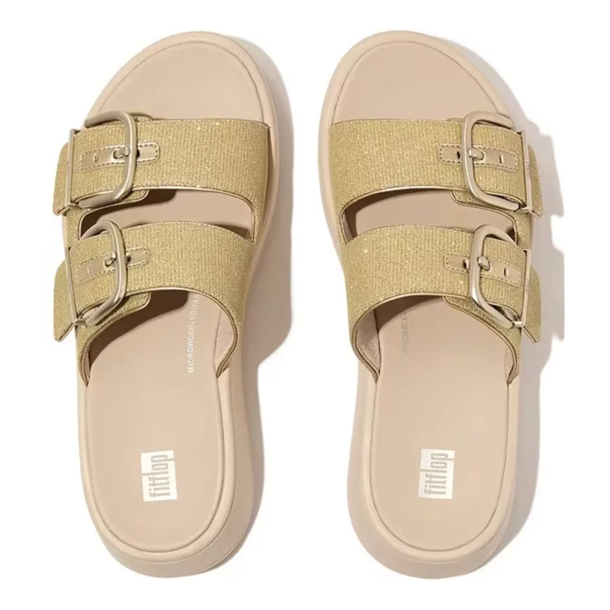 Comfy Walking Urban Moodwear FitFlop Women's F-Mode Buckle Shimmer Platino