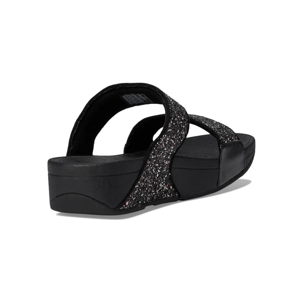 FitFlop Women's Lulu Glitter Slide Black Multi Off Duty Friction Reduction Coating