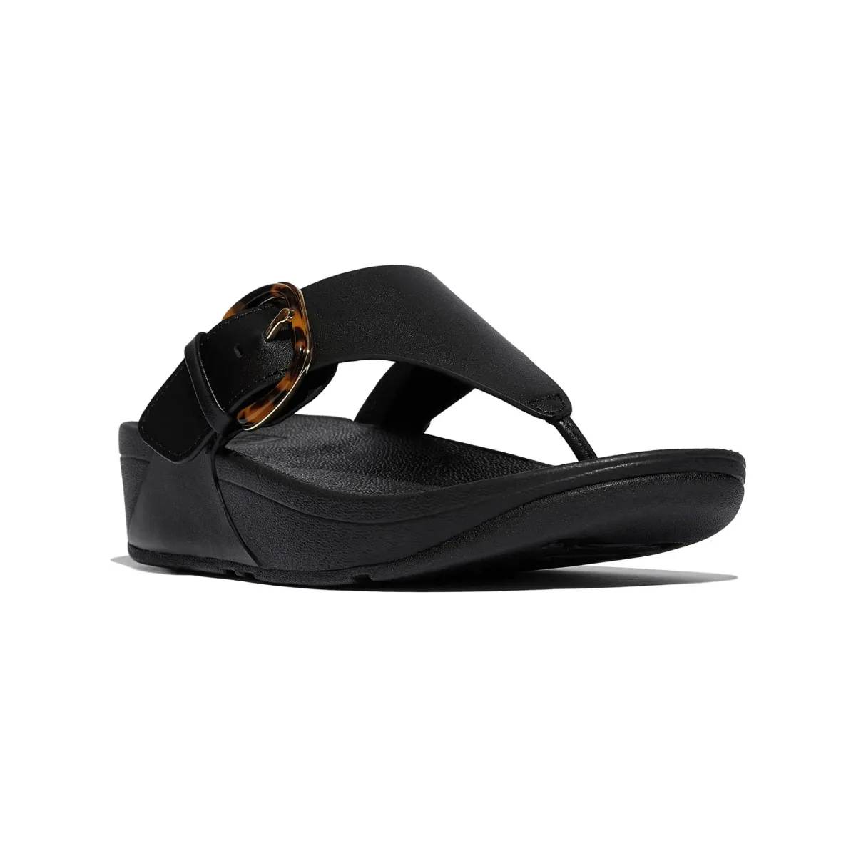 FitFlop Women's Lulu Toe-Post Buckle Black/Tortoise Subtle tone