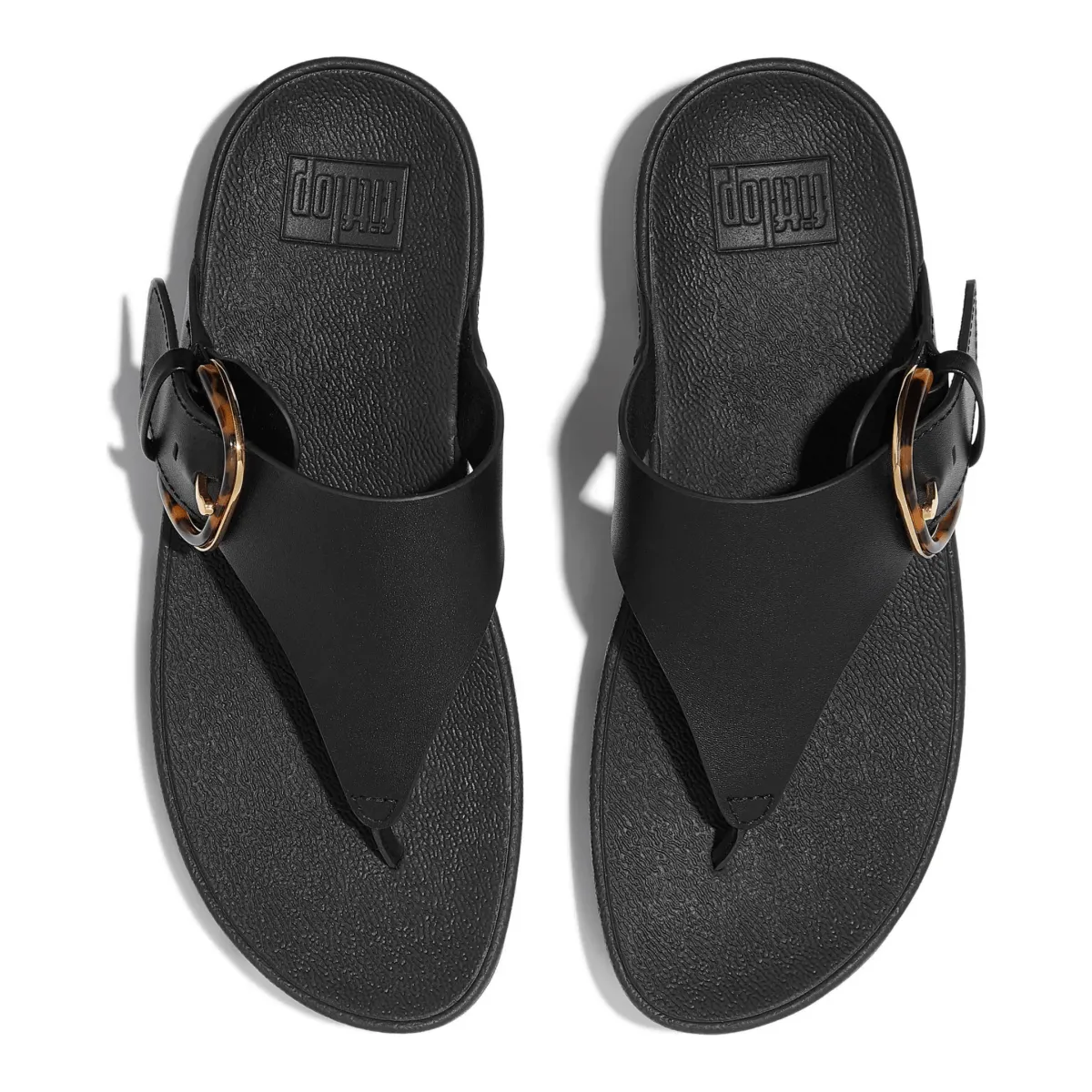 Fast Move FitFlop Women's Lulu Toe-Post Buckle Black/Tortoise