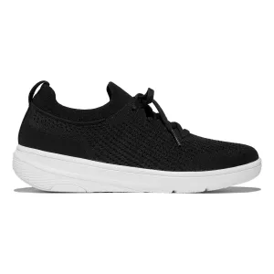 FitFlop Women's Super Q Knit Sneaker Black/White Cloudy Step