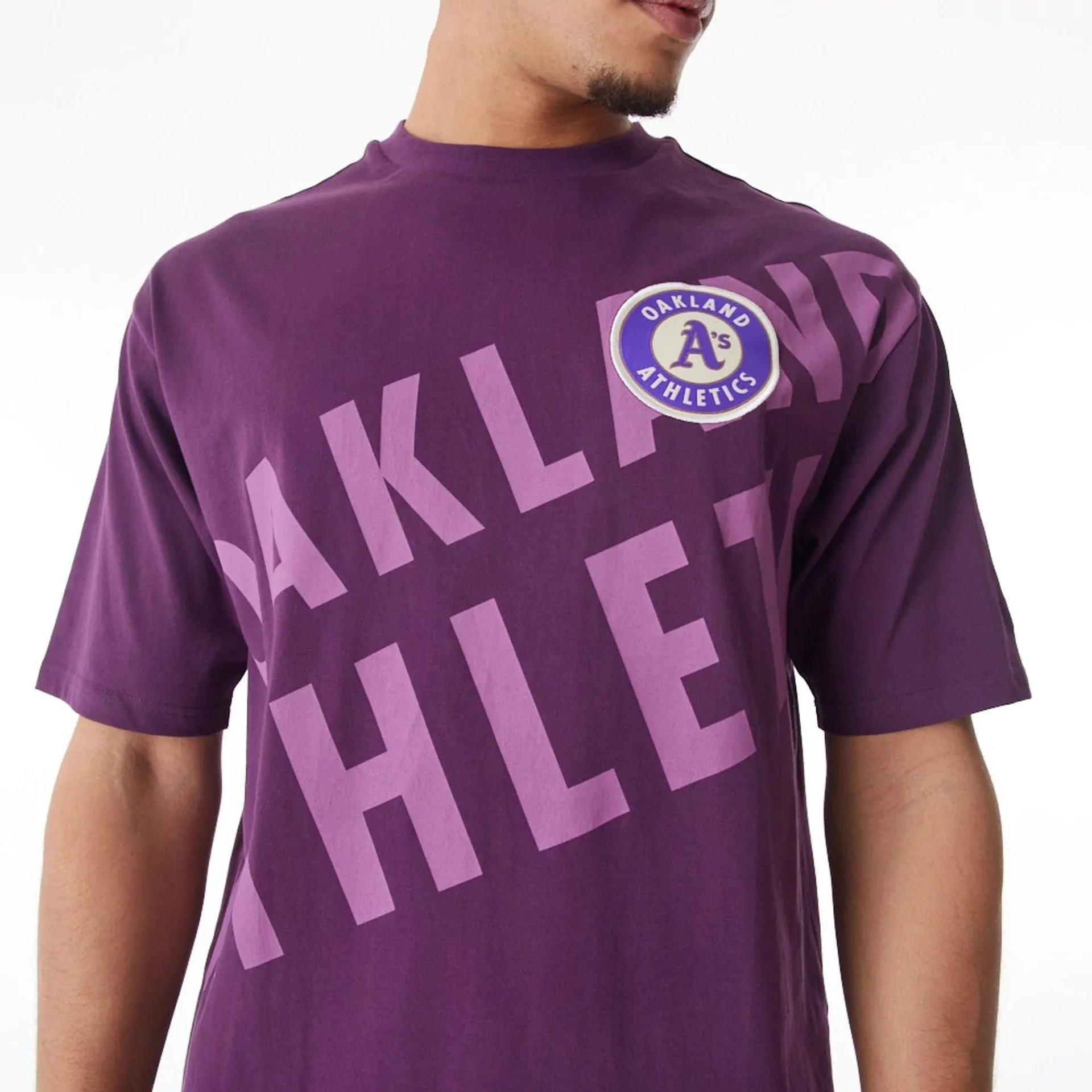 Oakland Athletics MLB Script Graphic Dark Purple Oversized T-Shirt Lightweight Feel