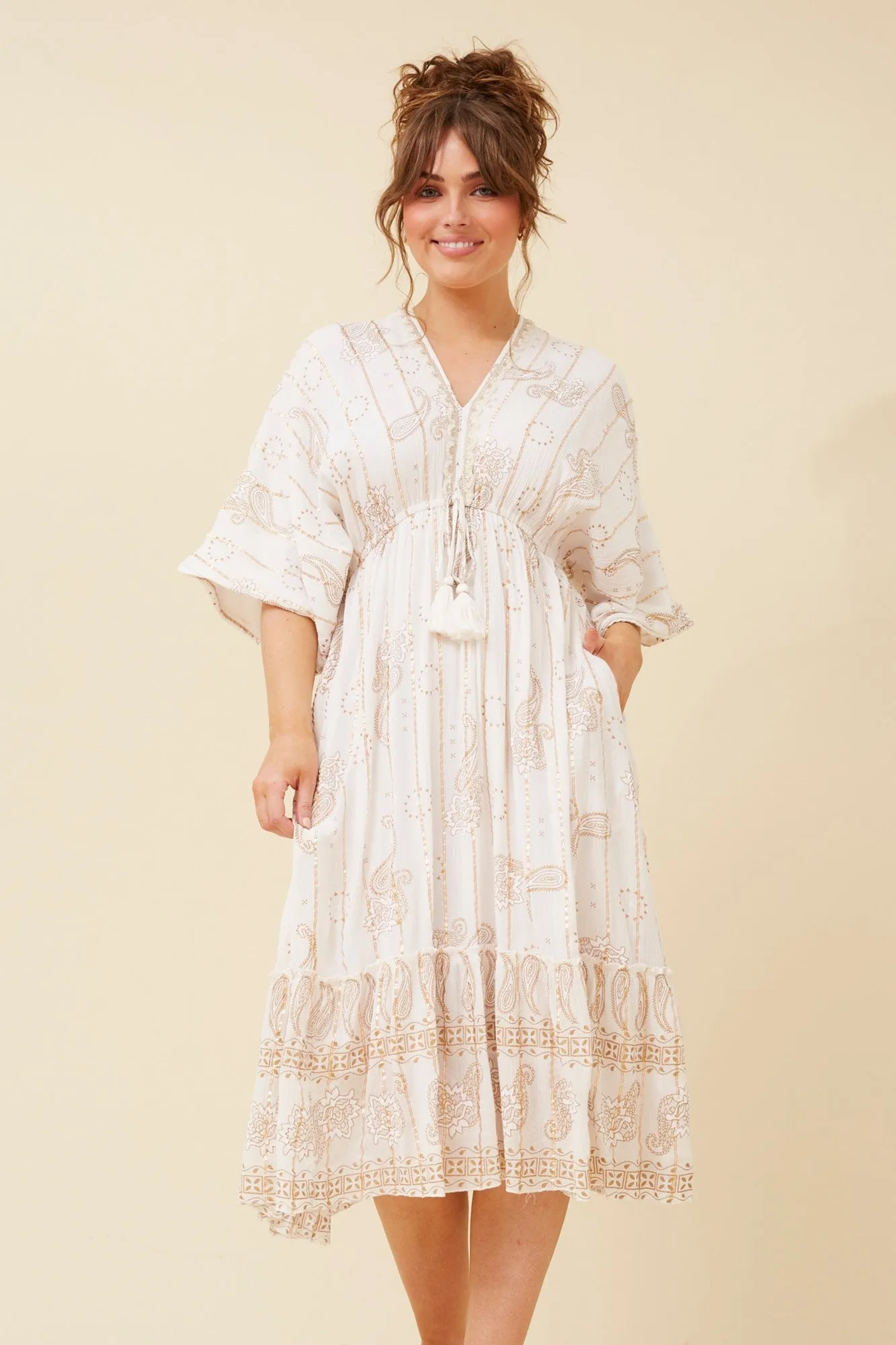 LAINEY PAISLEY BOHO MIDI DRESS Gentle Stitch