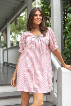 Luxe Fabric Set Free Pink Striped Panel Mini Dress SALE