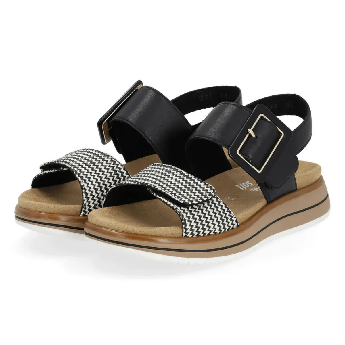 Rieker Women's D1J53-02 Jocelyn Black/Cream Leather Functional Form