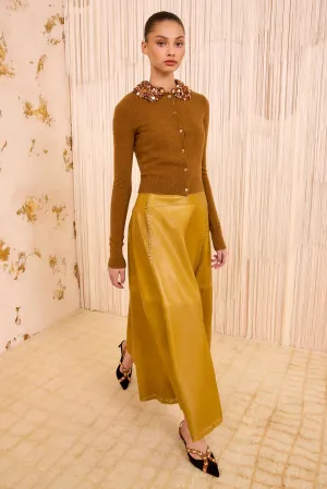 Margaux Embroidered Cashmere Cardigan - Umber WrinkleResistant Finish