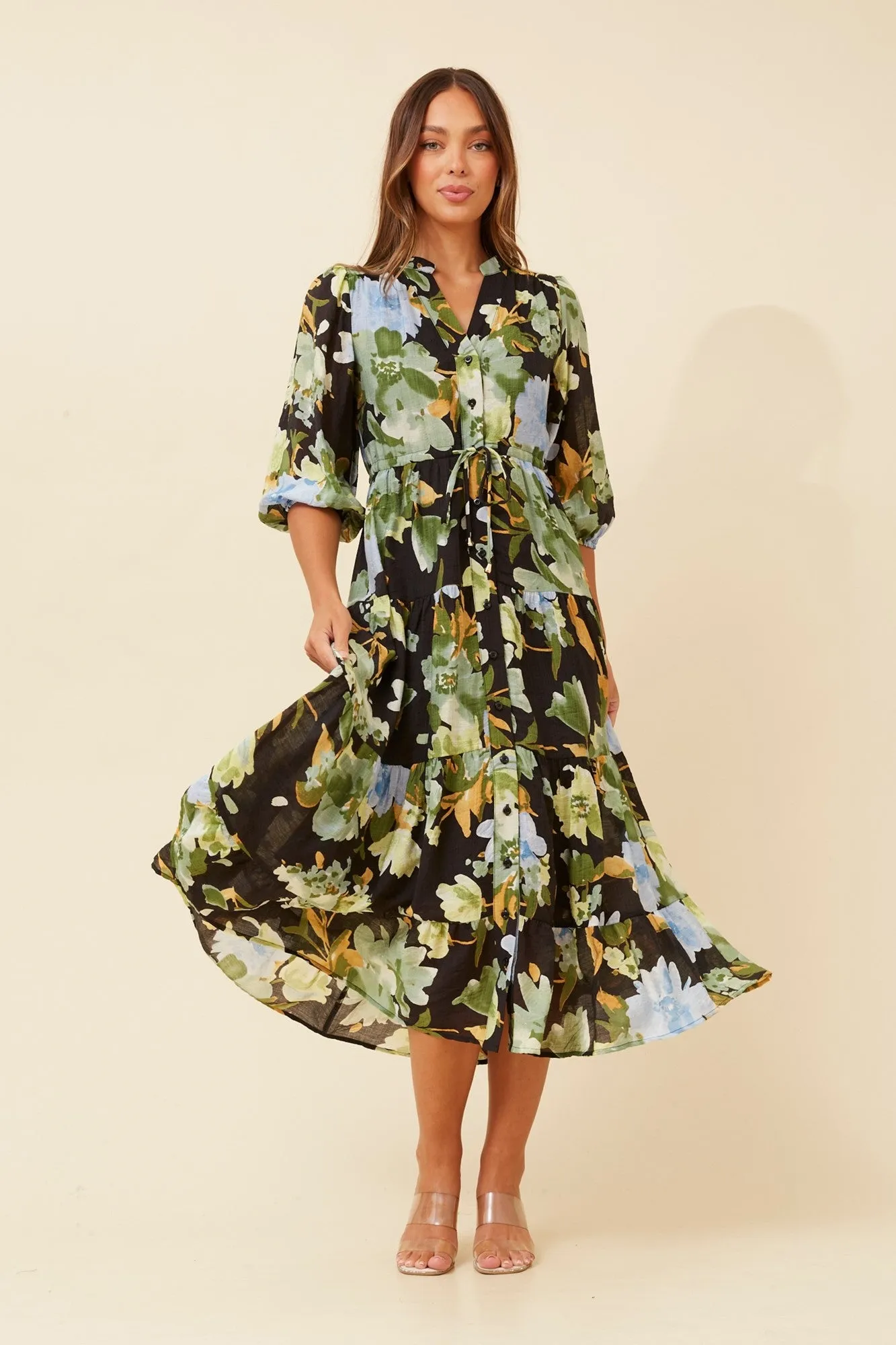 WRENLEY FLORAL DRESS Button Chic