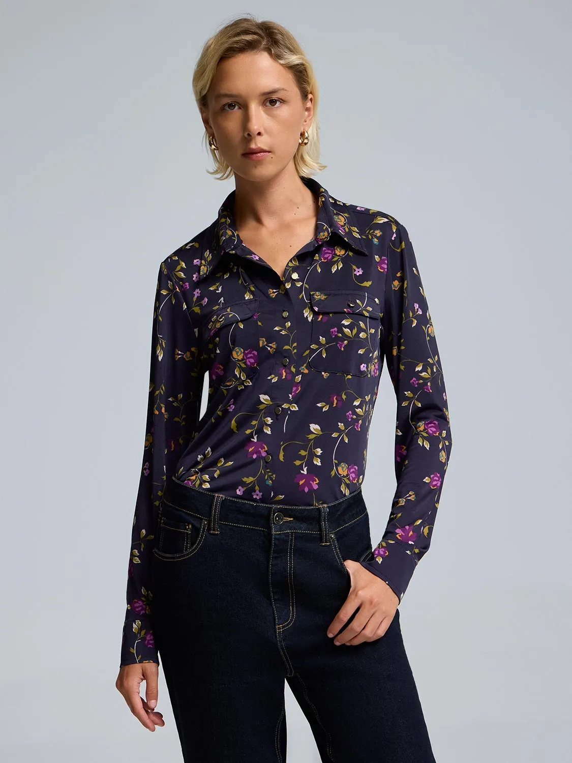 Floral Print Utility Blouse Bride Side Ocean Air