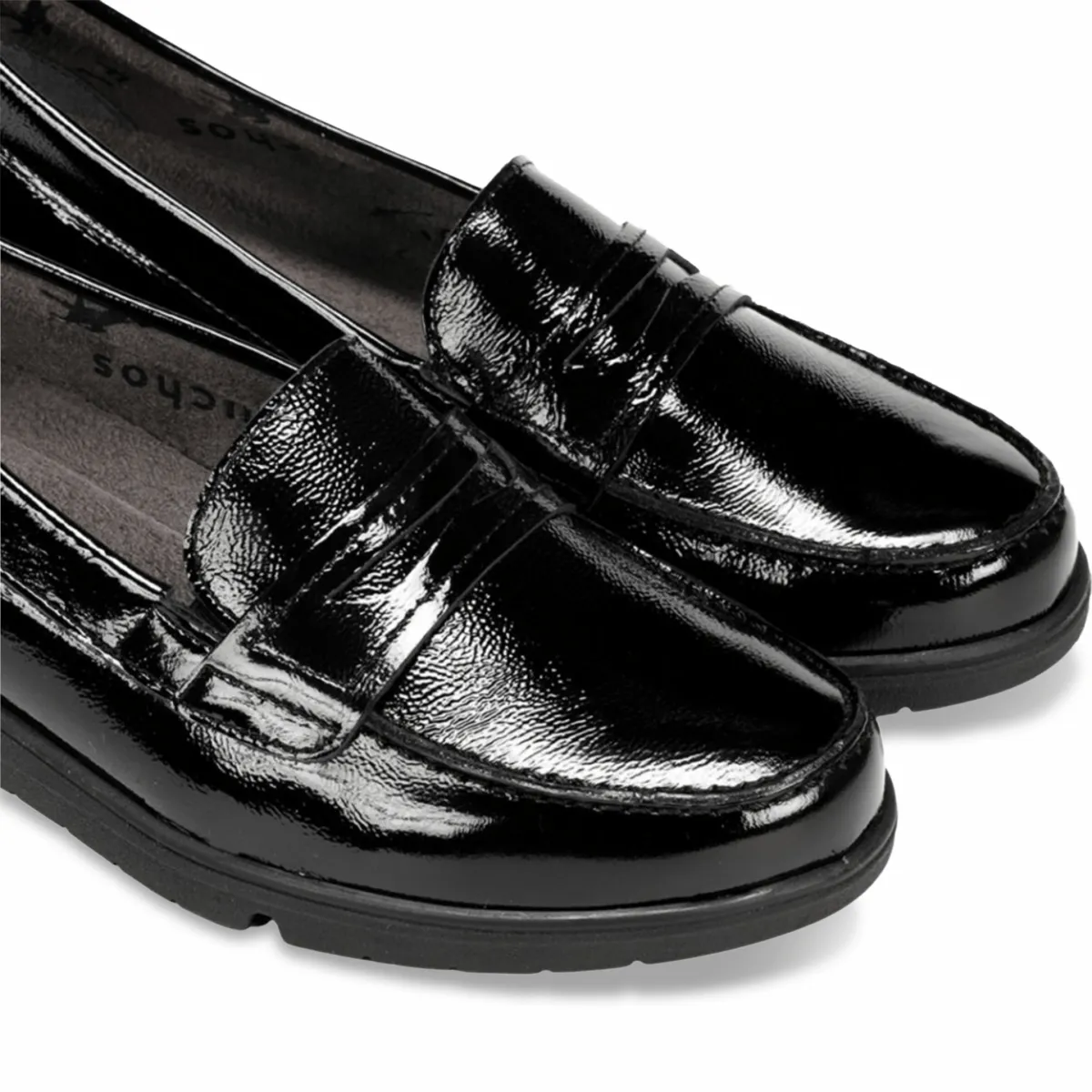 evening run Easy To Slip On Fluchos Women's Styll F1835 Black Patent