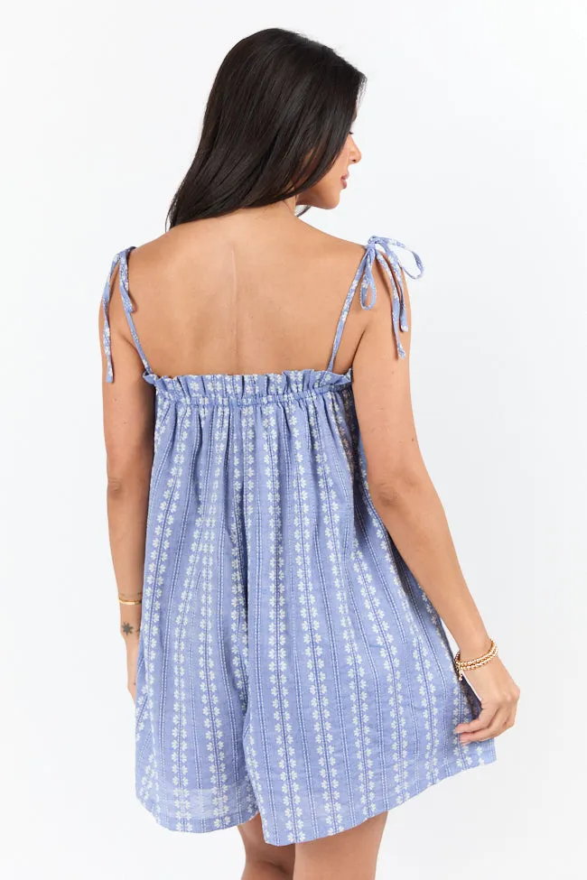 Following Along Blue Chambray Print Romper FINAL SALE City Soul Fashion Core