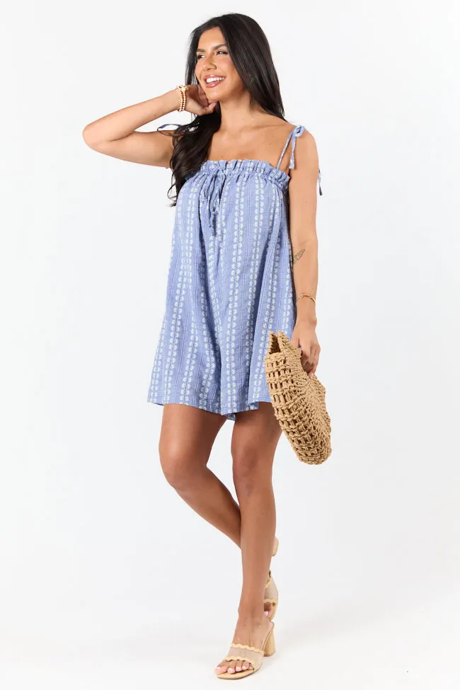 Following Along Blue Chambray Print Romper FINAL SALE Trendy Trousers