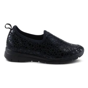Spring Step Women's Anisia Croco Black Embroidered design