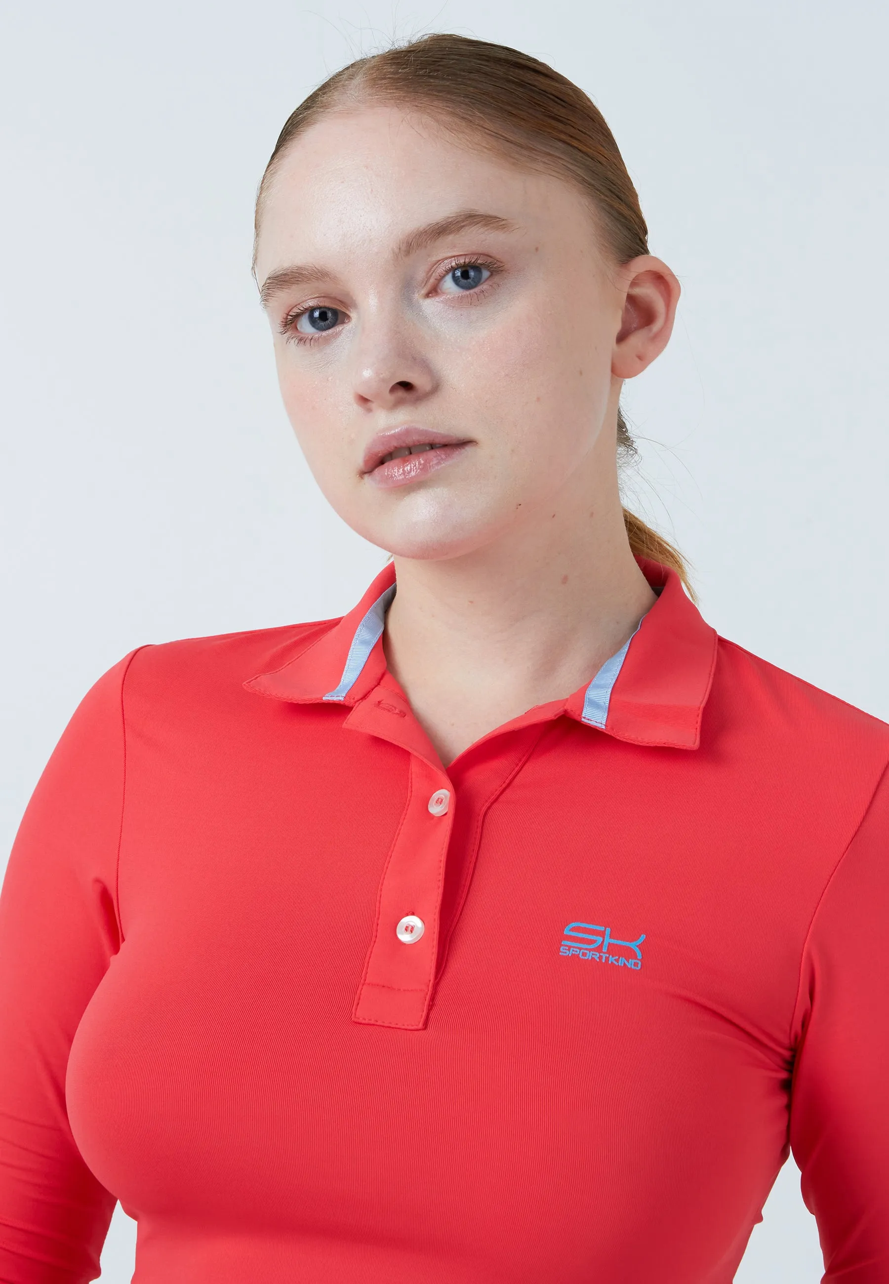 Women Tennis Longsleeve Polo Shirt, peach LongLastingColor