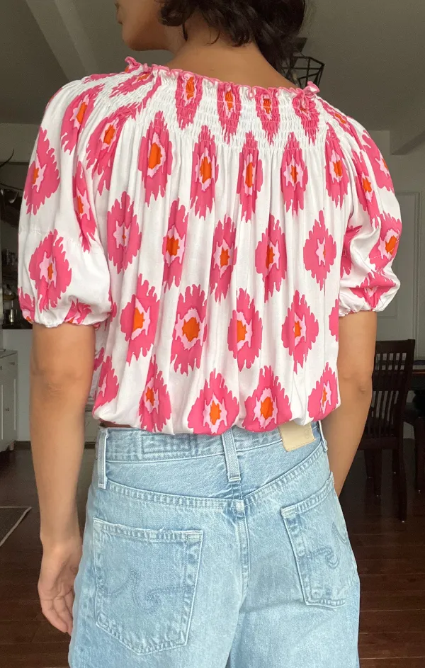 Easy Wear Adjustable Straps Ikat Dye Aloha Top