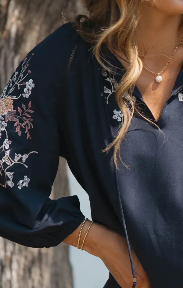 Eclipse Split Neck Blouse Layer Light