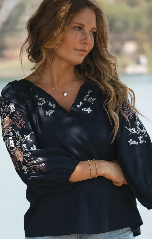 Ship Glow Eclipse Split Neck Blouse