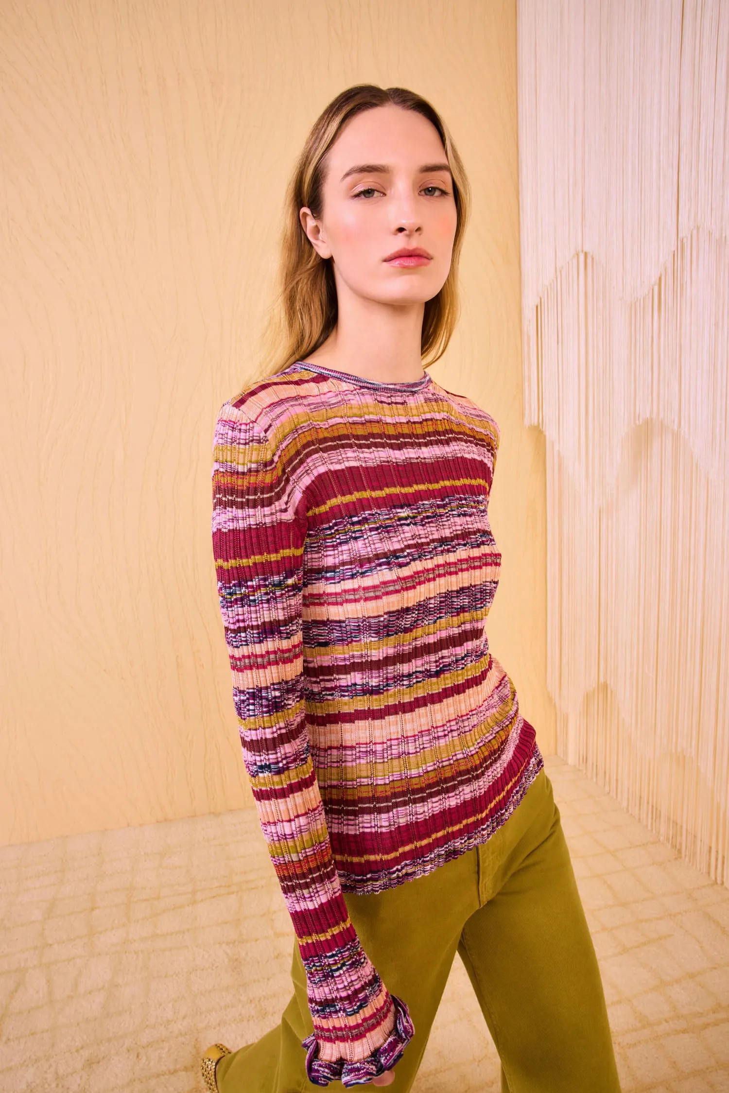 Maci Long Sleeve Knit Pullover - Prism StaticFree Lining