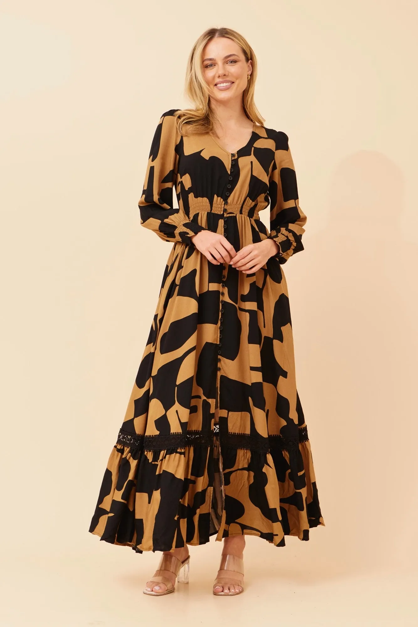 MARRAKECH ABSTRACT PRINT MAXI DRESS Sharp Profile Urban Favorite