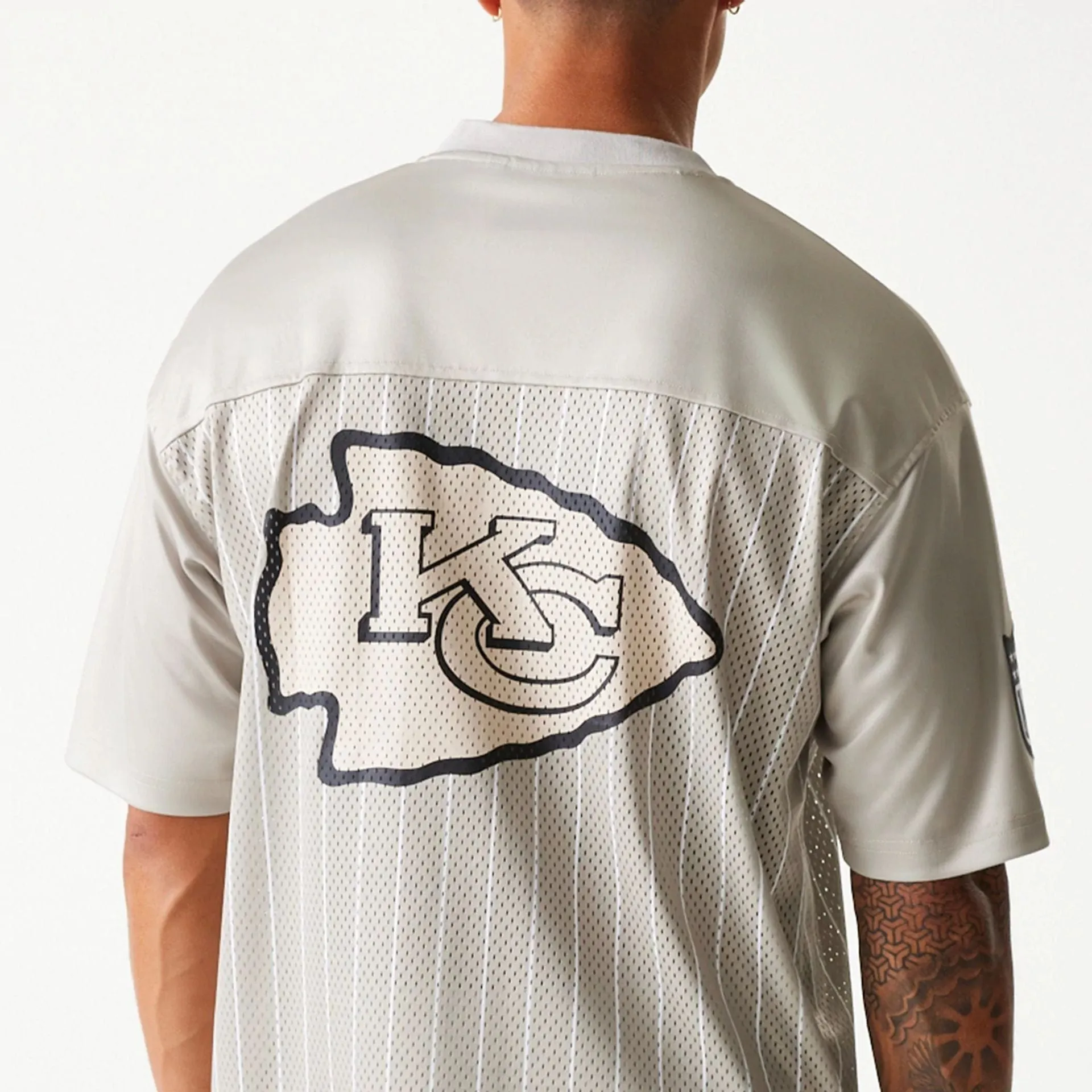 Kansas City Chiefs NFL Pinstripe Cream Mesh Jersey EthicalProduction Comfort Stretch Fit