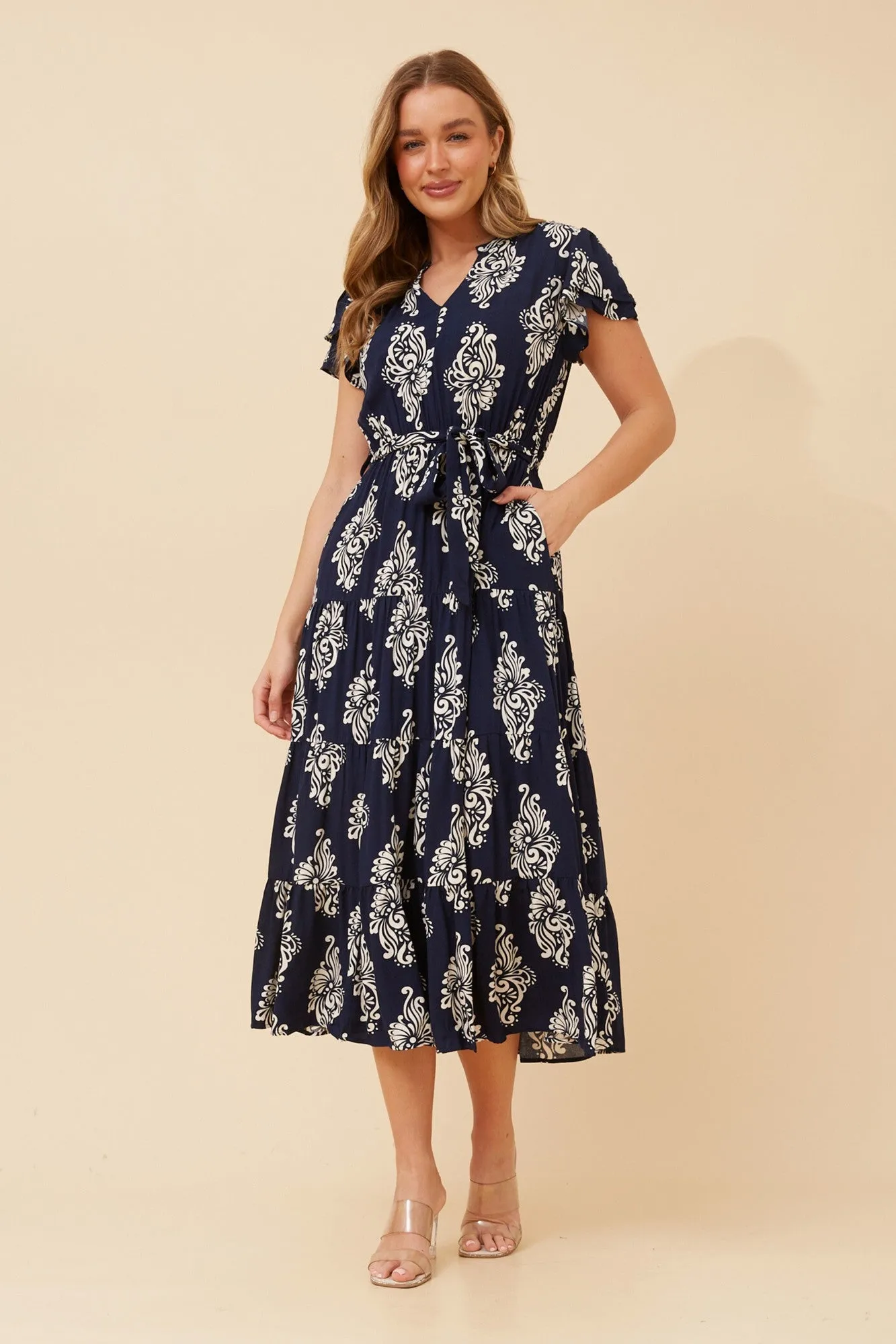 DANELE ABSTRACT PRINT MAXI DRESS Machine-washable
