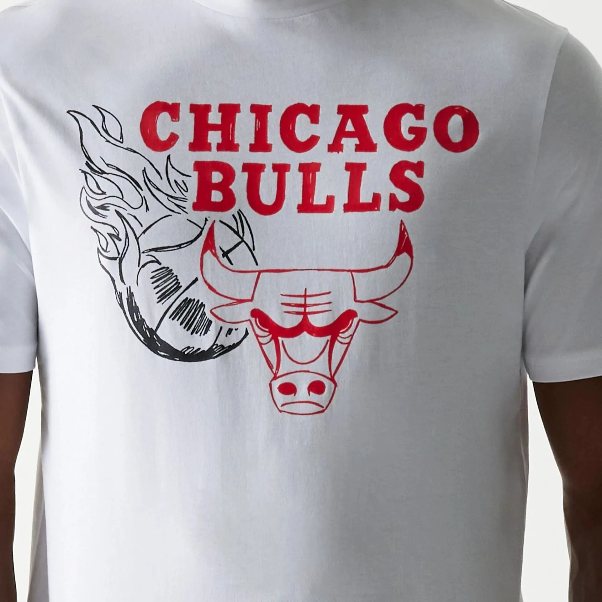 elastic waistband Chicago Bulls NBA Flame Graphic White T-Shirt
