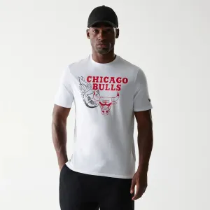 Chicago Bulls NBA Flame Graphic White T-Shirt Holiday Comfort Style Organic Cotton Blend