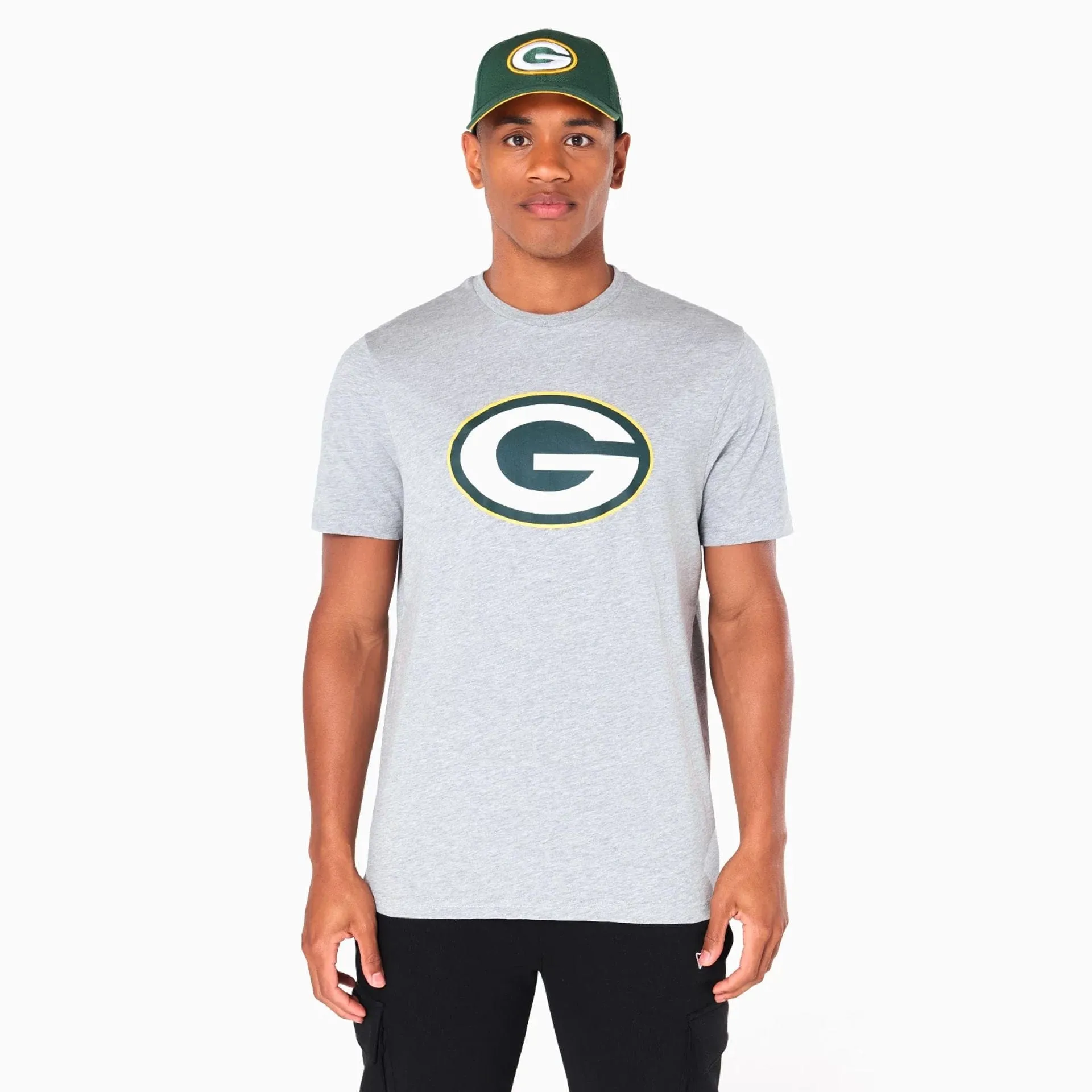 Green Bay Packers NFL Grey T-Shirt Reinforced Shoulder Seams Basic Top