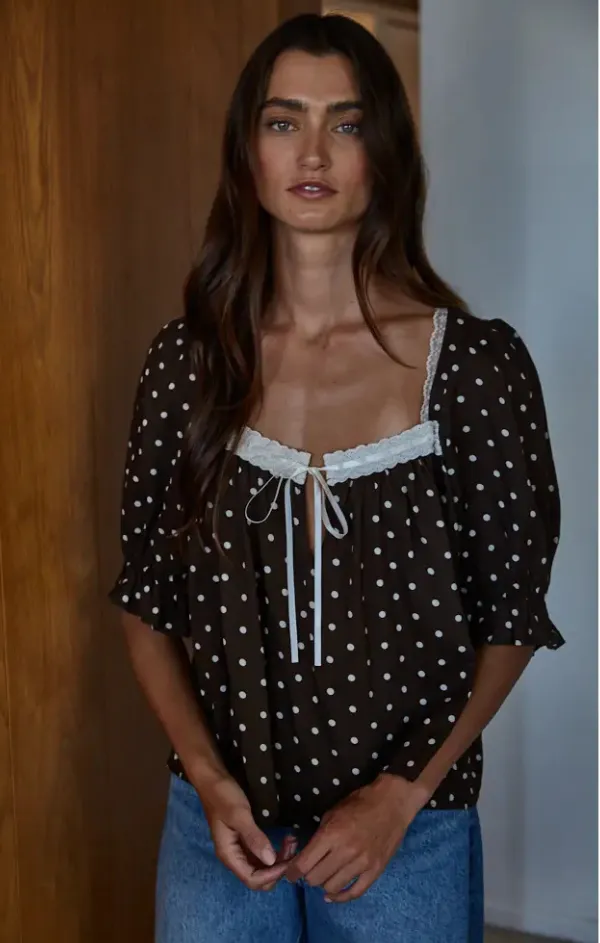 Danielle Polka Dot Top Tagless Design Heart Soul