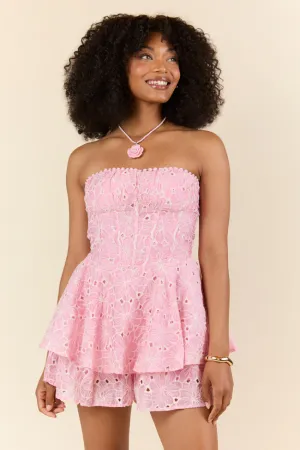 Sunlit Garden Pink Floral Lace Romper SALE Focus Mood Effortless Design