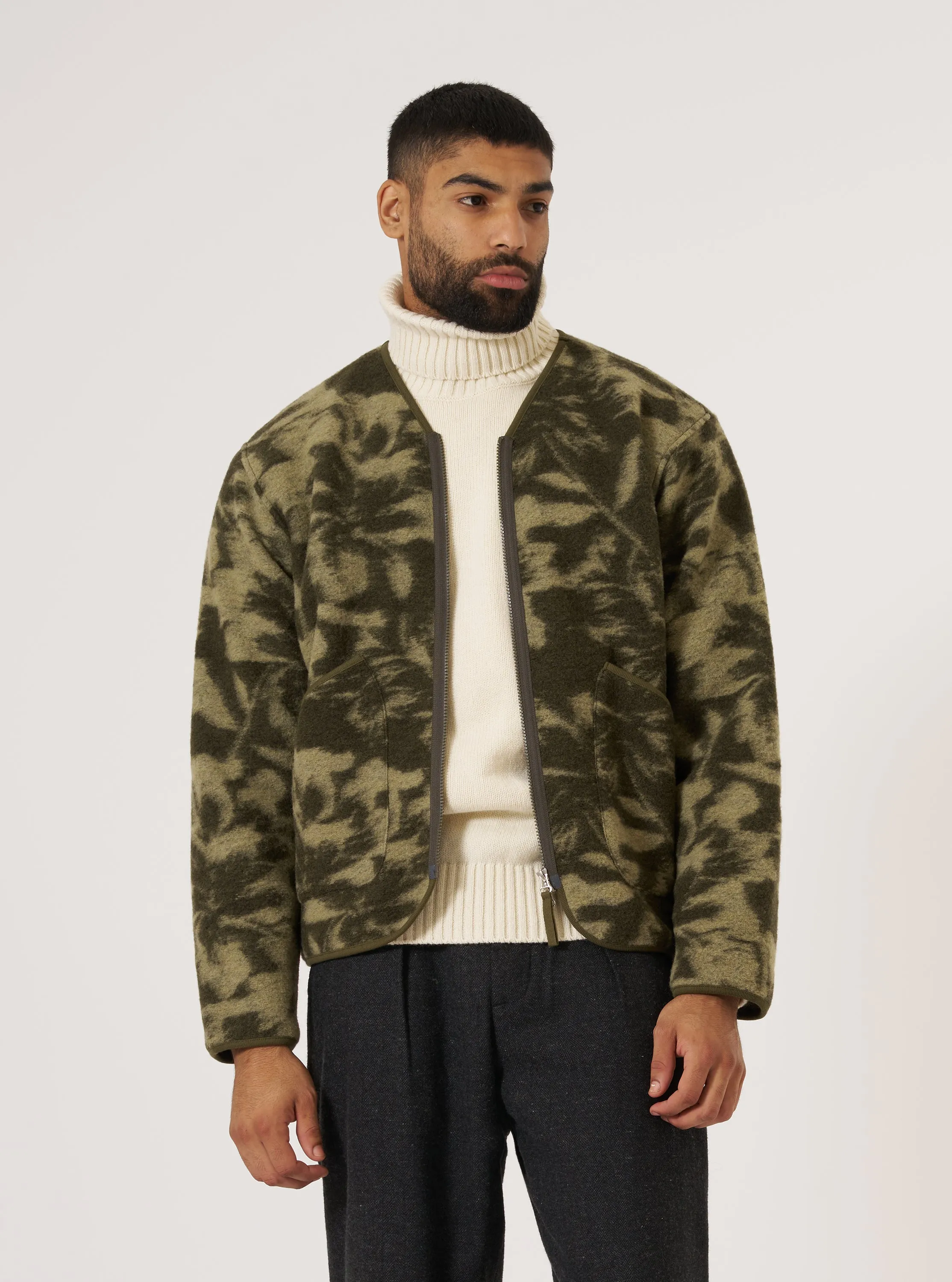 Lounge Wear Green/Pale Green Studio Fleece Zip Liner Jacket