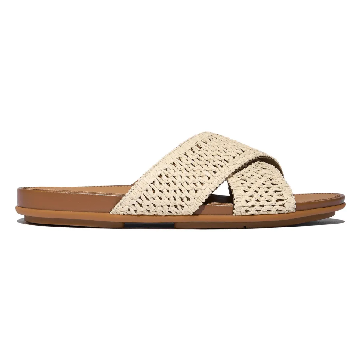 SlipOn FitFlop Women's Gracie Woven Cross Deep Tan/Ivory