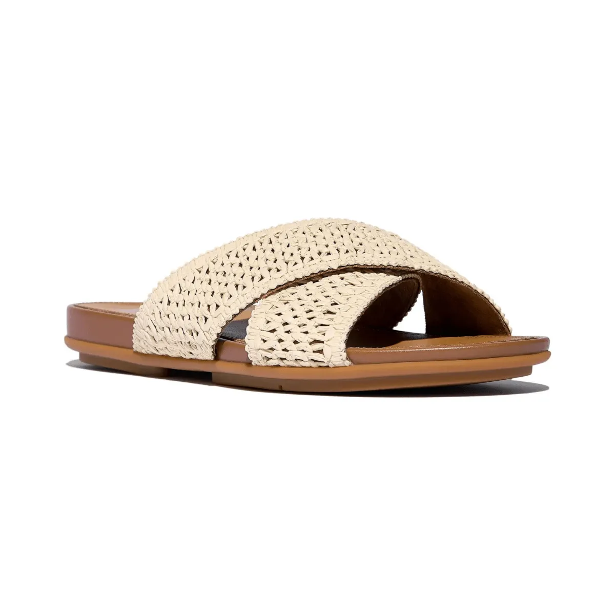 FitFlop Women's Gracie Woven Cross Deep Tan/Ivory Outdoor Day