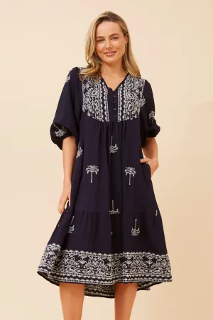 Year Rounder Dreamy Presence LORAH EMBROIDERED MIDI DRESS