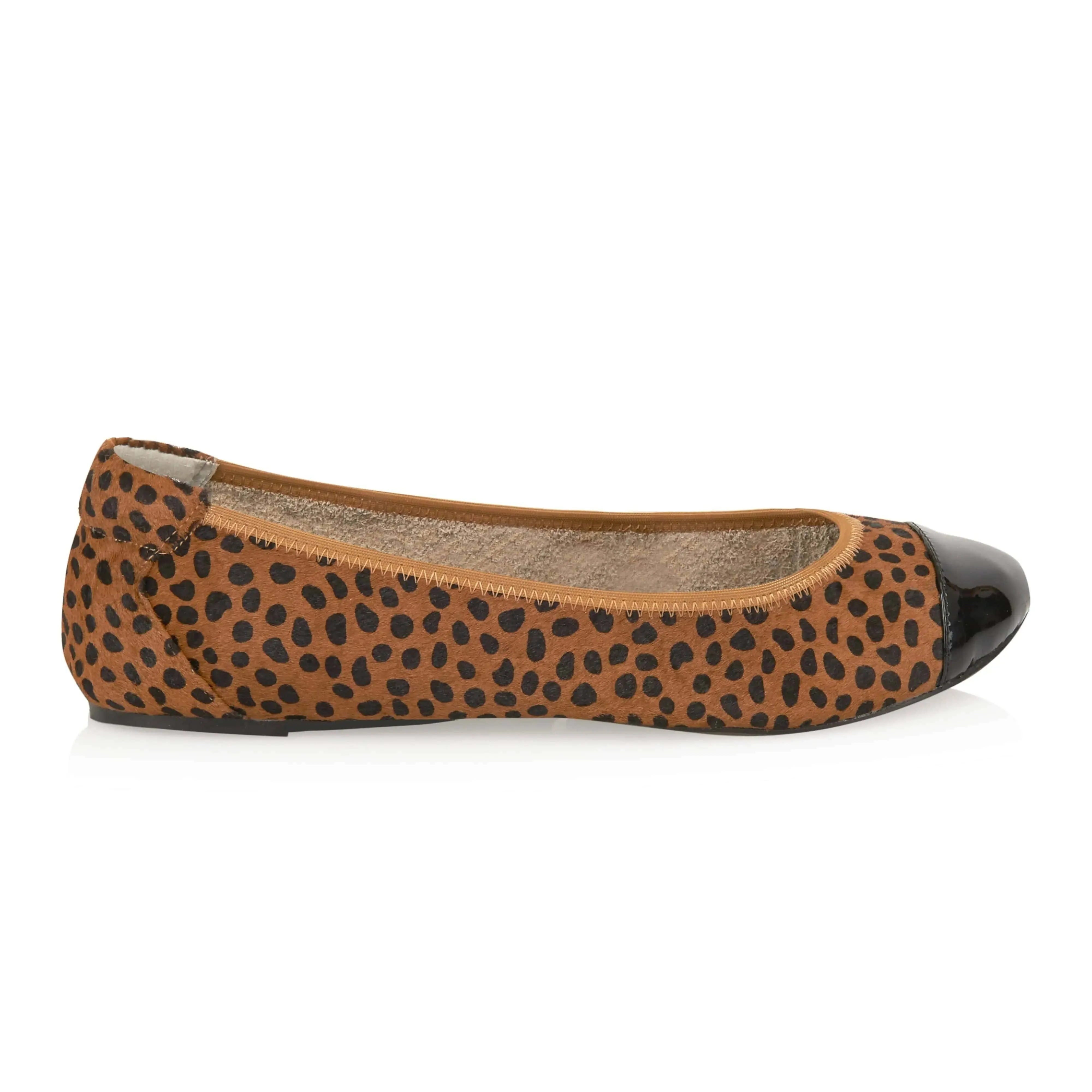 Harrow - Leopard Pony Hair with Black Cap Ballerinas Family Fit
