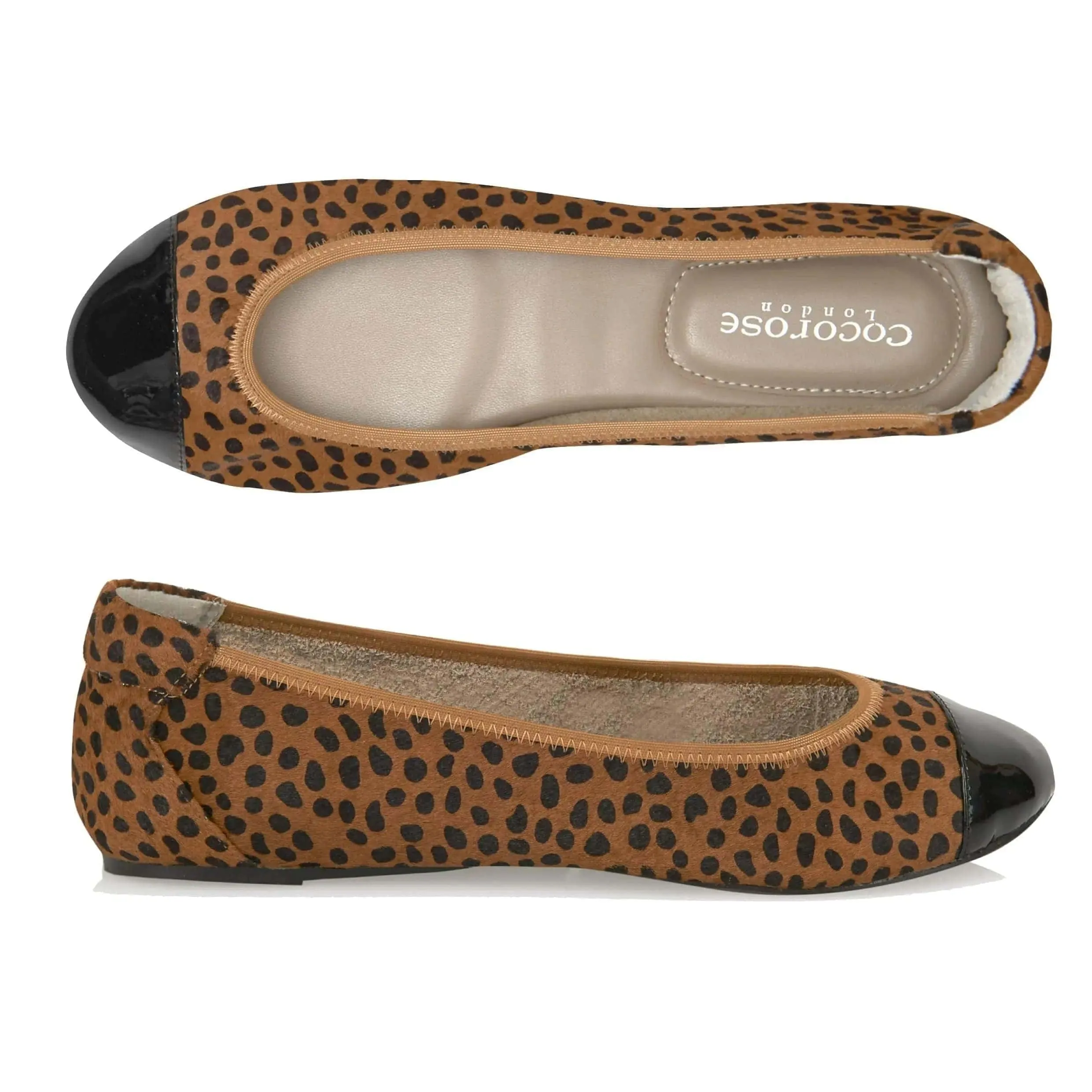 Harrow - Leopard Pony Hair with Black Cap Ballerinas Fitness Ready Clean Style